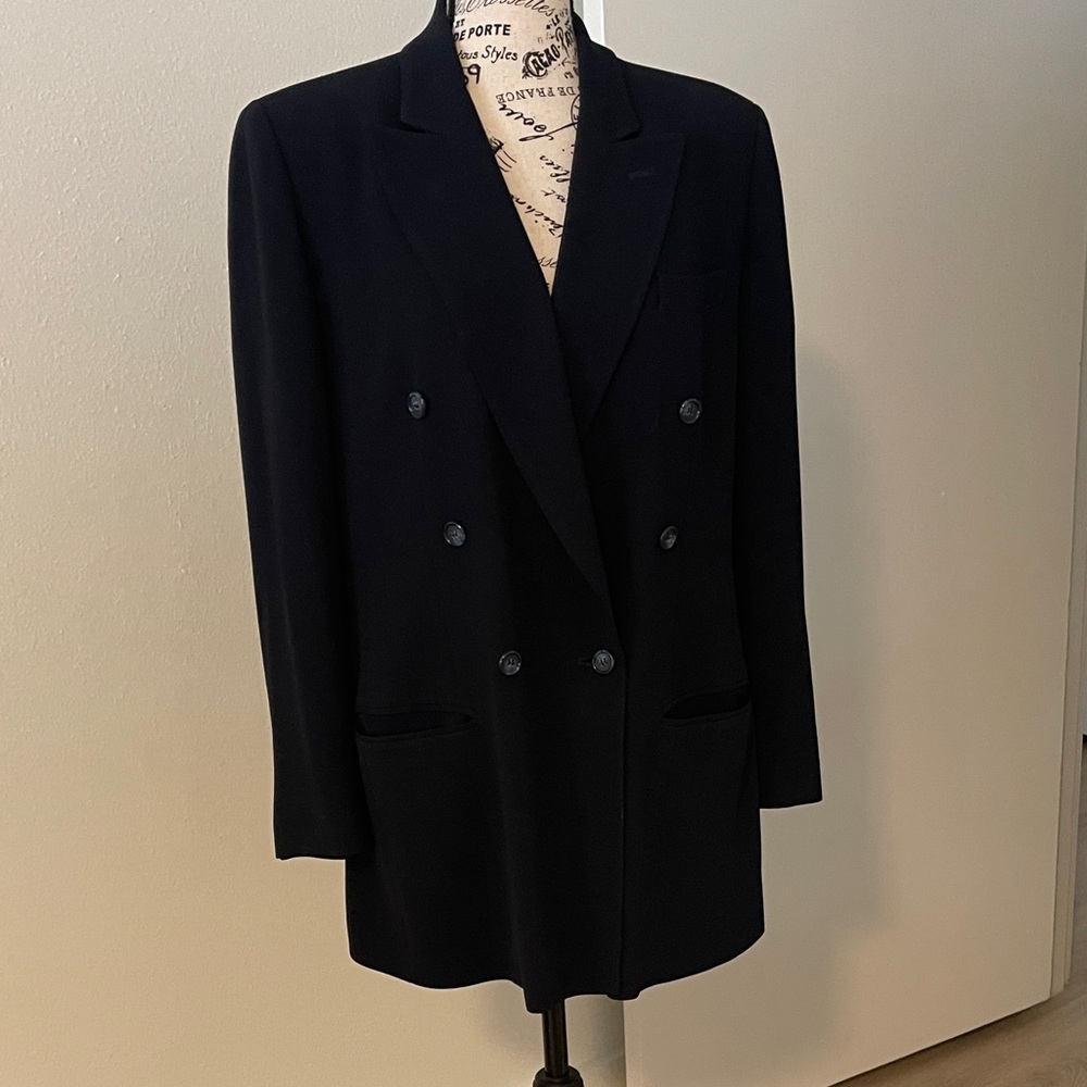 Anne Klein Navy Double-Breasted Blazer